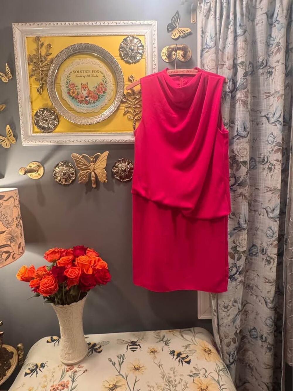 Trina Turk Hot Pink Draped Cocktail Dress – Size 4